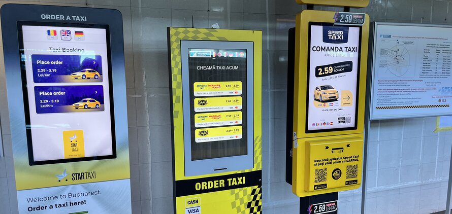 3 machines in the bucharest airport where you can order taxi
