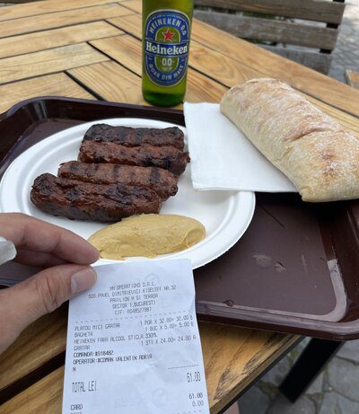 beraria H receipt for food and drinks
