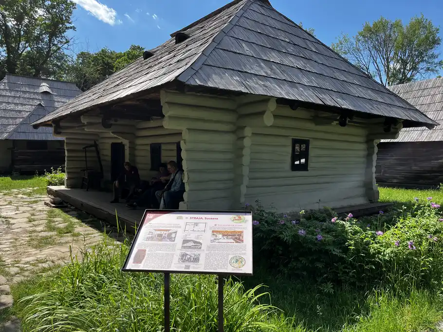 Mountain household from Fundu Moldovei in Suceava, with a central porch and outbuildings.