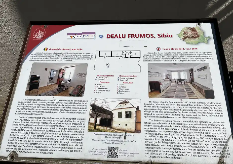 Information panel for the Dealul Frumos Saxon household, dated 1896.
