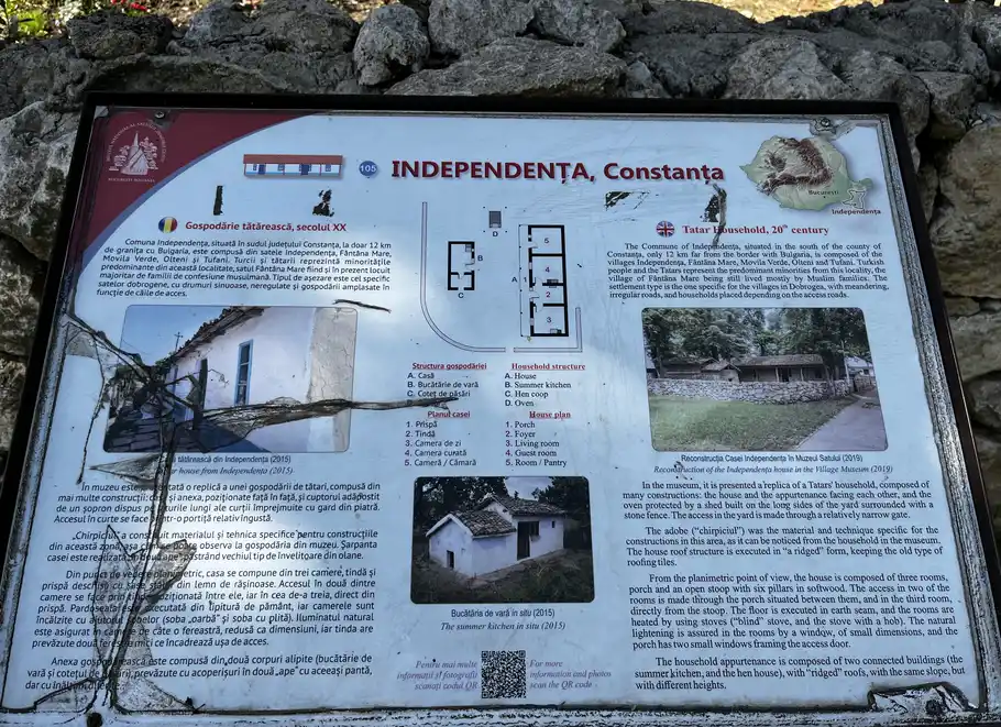 Information panel for the Independența Tatar household and its summer kitchen.