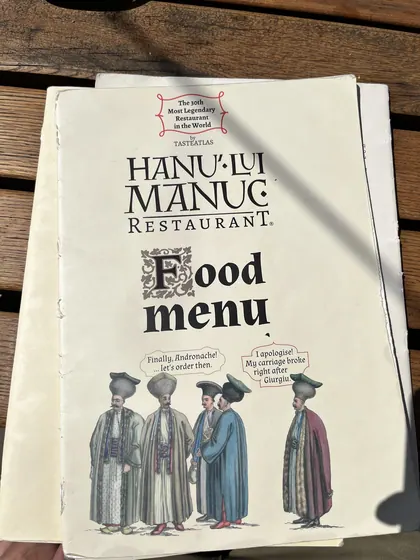 Cover of the Hanu’ lui Manuc restaurant food menu.